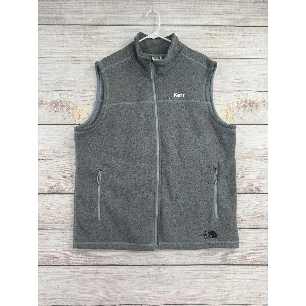 The North Face Full Zip Fleece Vest Mens XL Heathered Gray KERR Embroidered‎